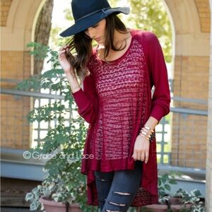 Grace & Lace Deep Red Knit Sweater